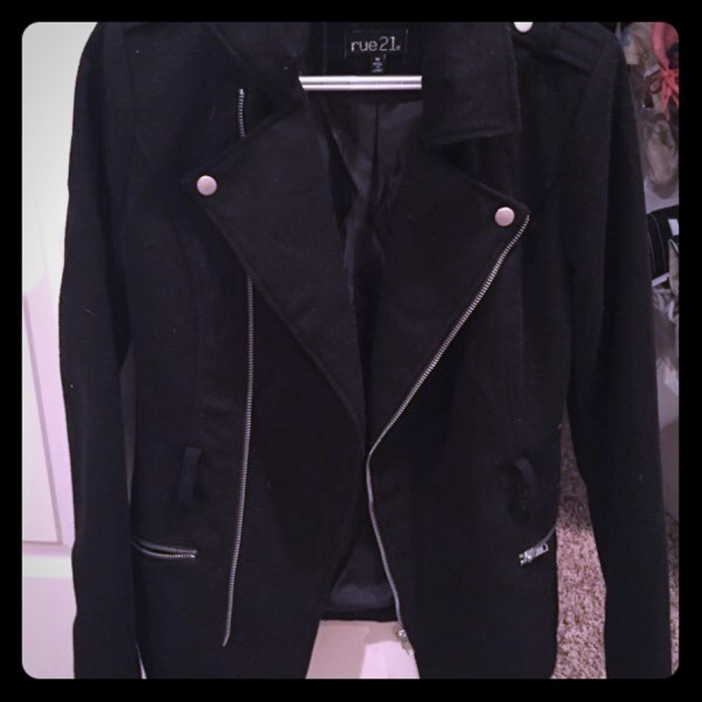 Black fabric zip stylish jacket